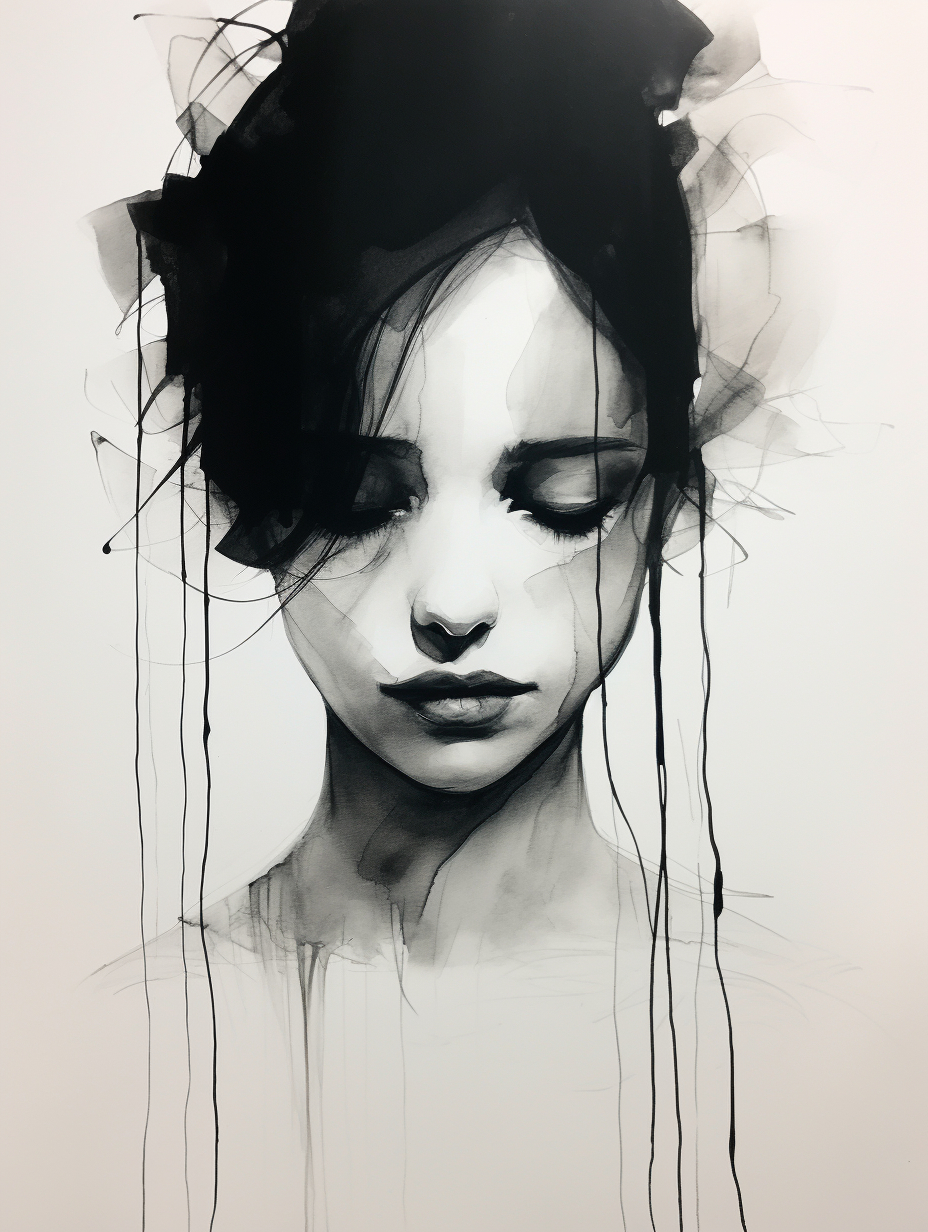 Abstract Black And White Portrait Of A Girl 1