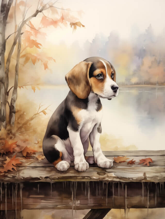 Charming Beagle Puppy In Autumn Scenery 1