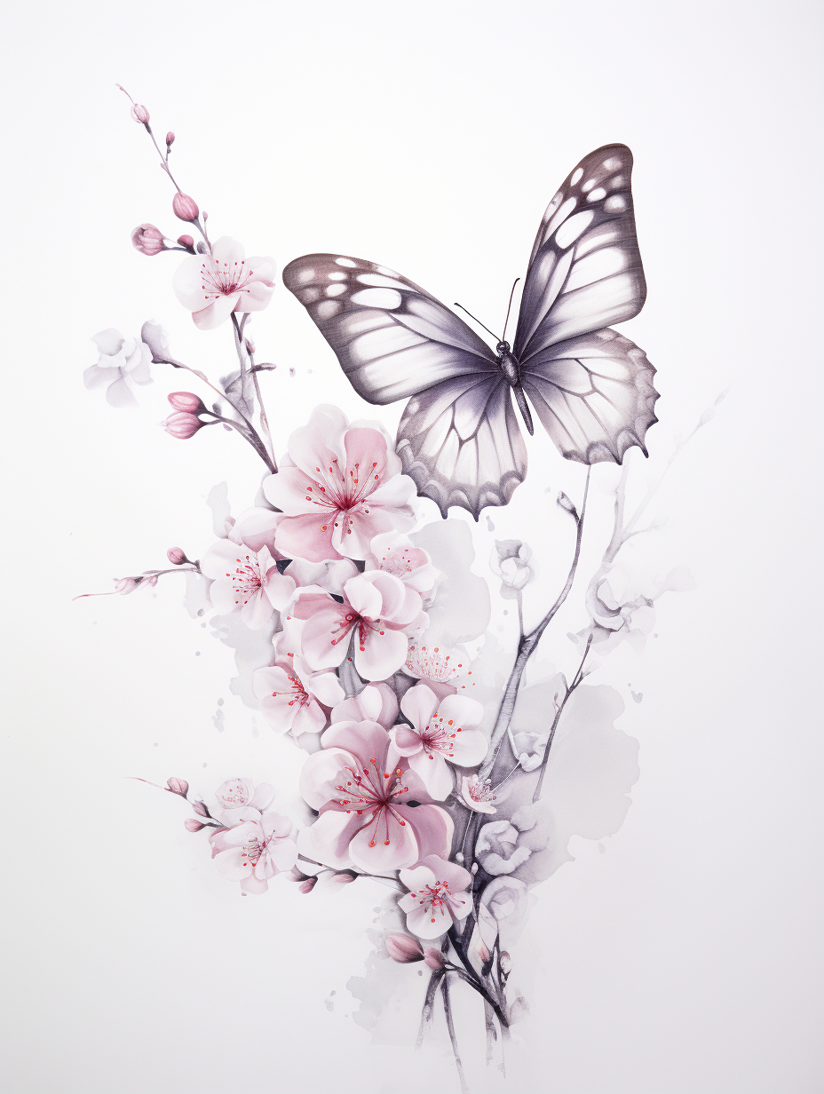 Elegant Butterfly Among Pink Flowers 1