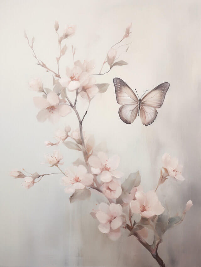 Graceful Union of a Butterfly and Blossoming Flowers