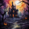 Halloween Painting Of Mystic Haunted House 1