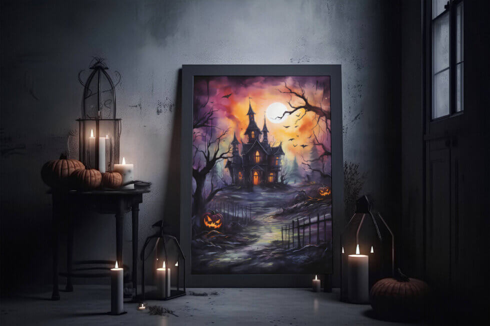 Halloween Painting Of Mystic Haunted House 2