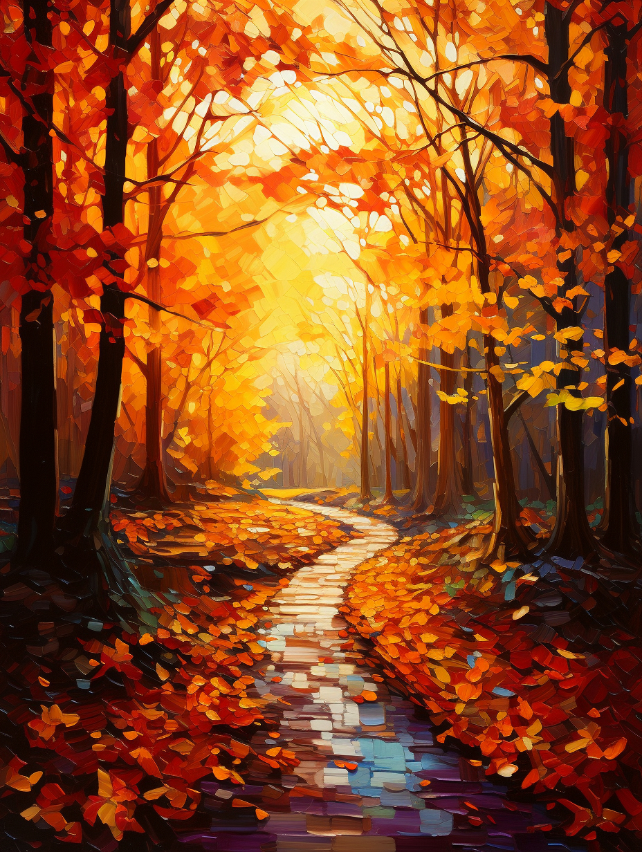 Painting Of Autumn's Forest In Gentle Glow 1