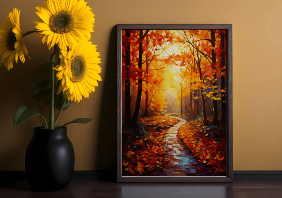 Painting Of Autumn's Forest In Gentle Glow 4