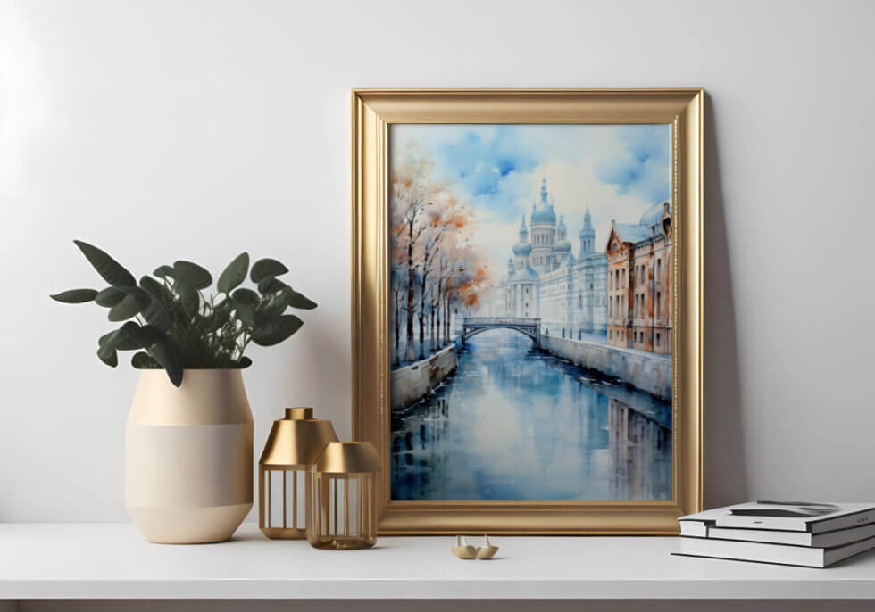 Tranquil Watercolor Cityscape In Soft Pastels 2