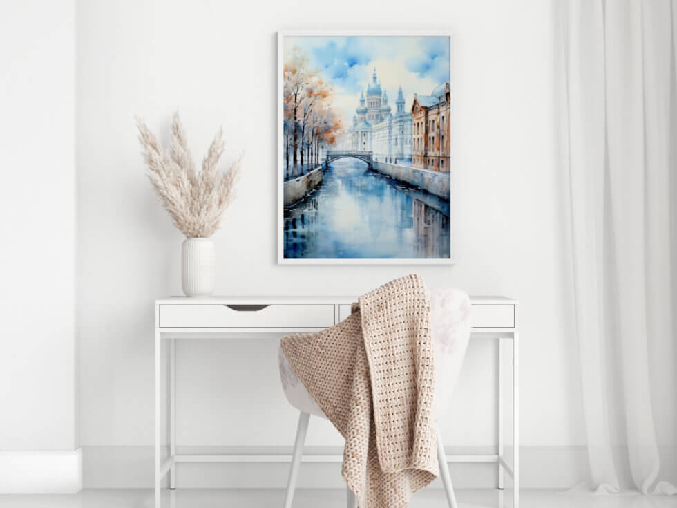 Tranquil Watercolor Cityscape In Soft Pastels 3